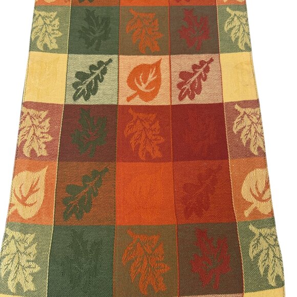 Autumn Leaves Table Runner 13x68 Woven Tapestry Orange Thanksgiving Fall Decor - Picture 3 of 9